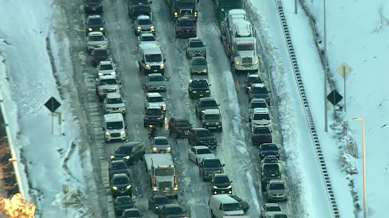 The Virginia Department of Transportation was warning motorists to avoid travel on I-95 until lanes reopen and congestion clears. Picture: Fox News