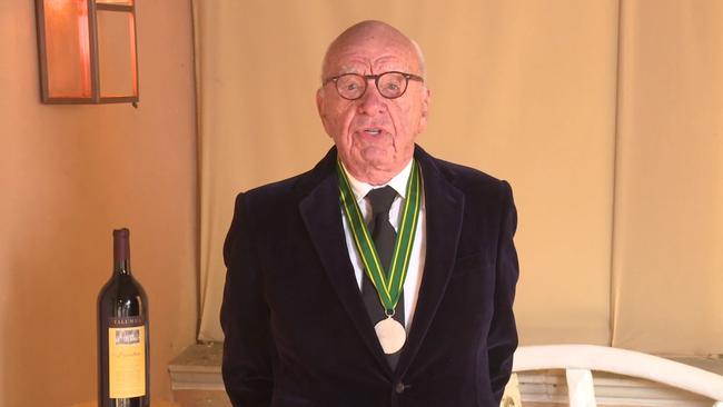 Rupert Murdoch’s citation recognised him as “an Australian pioneer who transformed the world’s media landscape”. Picture: Supplied