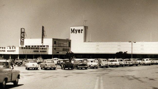 Chermside shopping centre from the car in the 1960s.