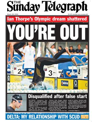 Thorpe’s stumble was front page news