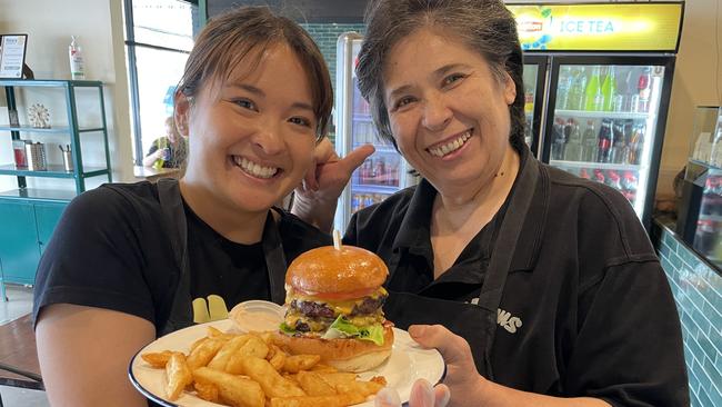 Esther Sun and her mum Rita run Mum's Burger Kitchen in Boronia. Picture: Kiel Egging.