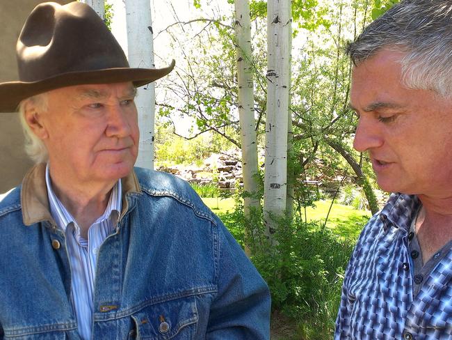 SBS Dateline correspondent Nick Lazaredes interviews Forrest Fenn at his Santa Fe mansion. Credit: Dal Neitzel