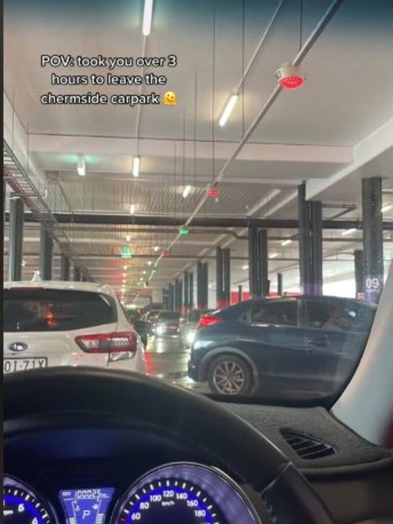 Cars had to wait hours to get out. Picture: TikTok/nikkayyy__