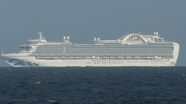 The Ruby Princess at sea from Coogee beach. Picture: Damian Shaw.