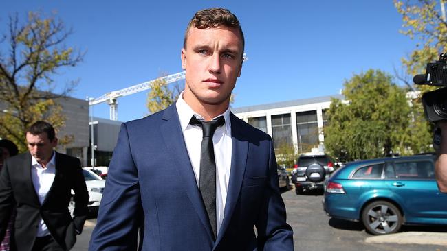 Canberra Raiders player Jack Wighton arriving at ACT Magistrates Court in Canberra. Picture Kym Smith