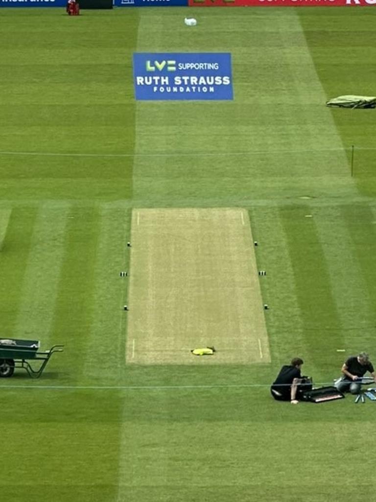 The Lord's pitch, a day out from the second Ashes Test. Photo: Daniel Cherny on Twitter