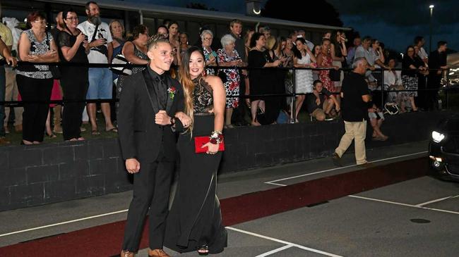 Cadell Blackman (pictured with Cassandra Koch) won the Junior Creative Spirit award on Australia Day. Picture: Mike Knott BUN171117FORMALKSHS48