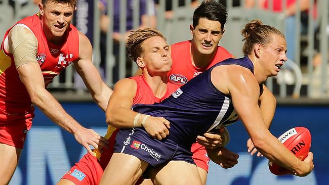 Three opponents couldn’t stop Nat Fyfe on Saturday.