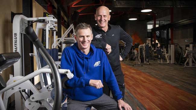 Terry Moore and Guy Franklin from All Aerobics Fitness, which has won the <i>Mercury's</i> best gym competition. Picture: LUKE BOWDEN