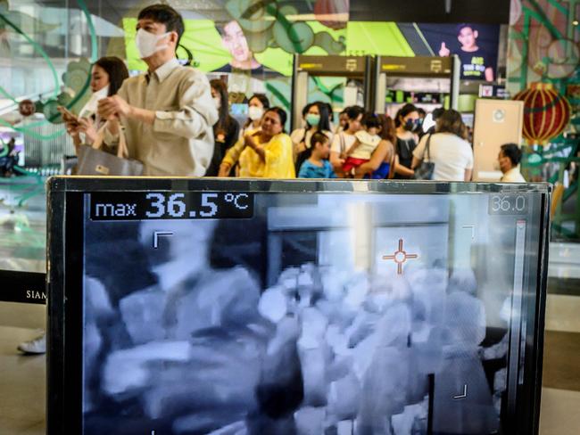 Thermal body scanners in a shop in Bangkok. Picture: AFP