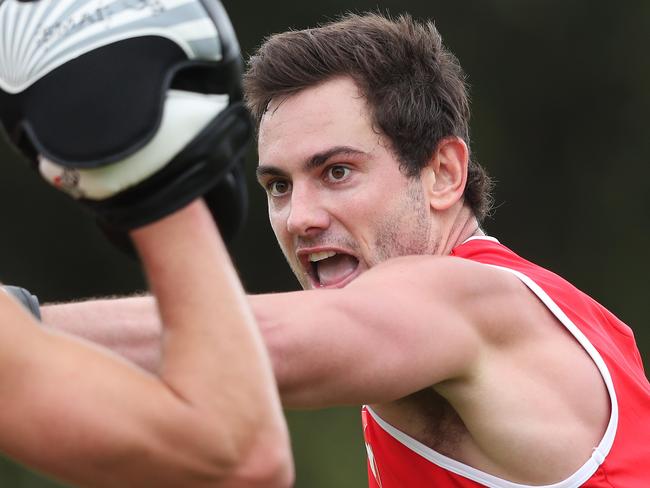 Dan Menzel during the Sydney Swans pre season training session at Bat and Ball oval. Picture. Phil Hillyard