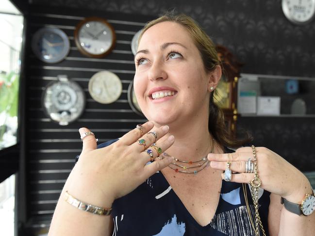 Rebecca Myatt showing off some of the jewellery on offer.
