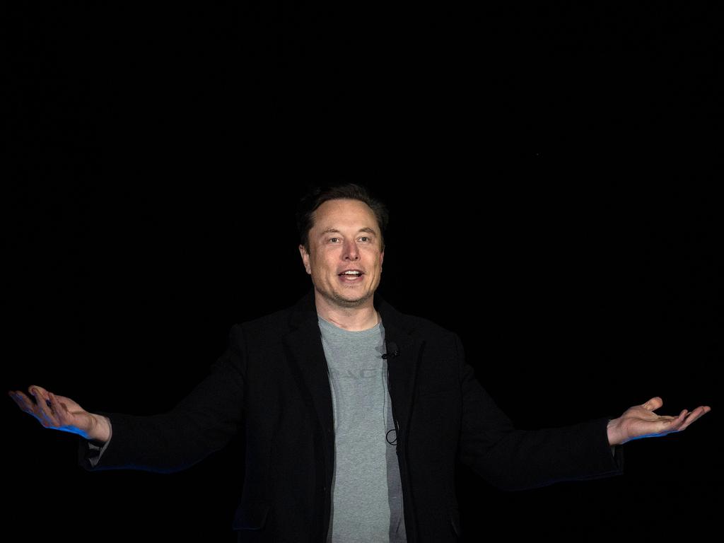 Elon Musk gestures as he speaks during a press conference. Picture: AFP