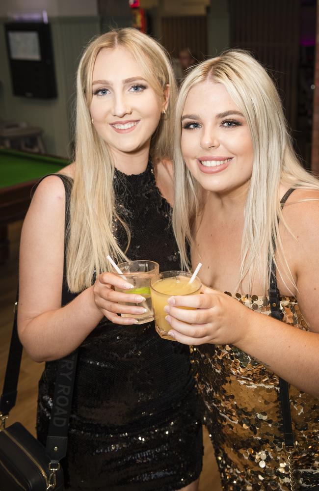 Tyla Mitchell (left) and Macy Lebsanft on New Year's Eve at Tatts, Sunday, December 31, 2023. Picture: Kevin Farmer