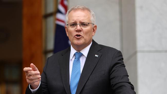 Prime Minister Scott Morrison has promised the lead the world on holding social media platforms to account. Picture: NCA NewsWire/Gary Ramage