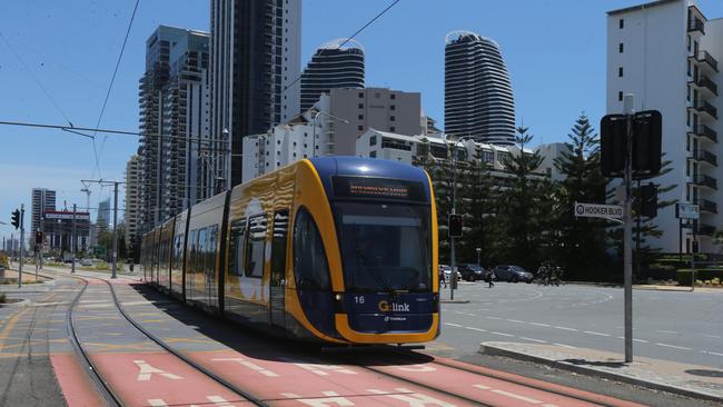 Light rail through Surfers Paradise. Picture: Mike Batterham.