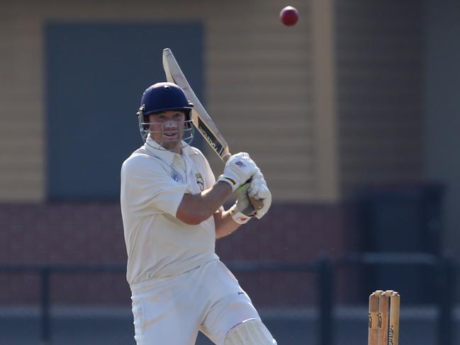 Mick Splatt plays a pull shot during his knock of 46. Picture: Stuart Milligan