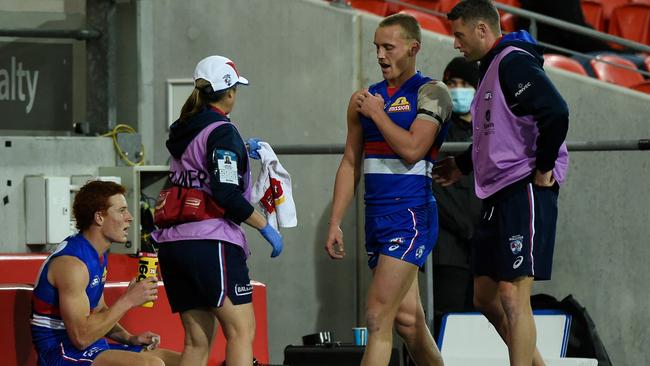 Callum Porter injured his shoulder on debut for Western Bulldogs.