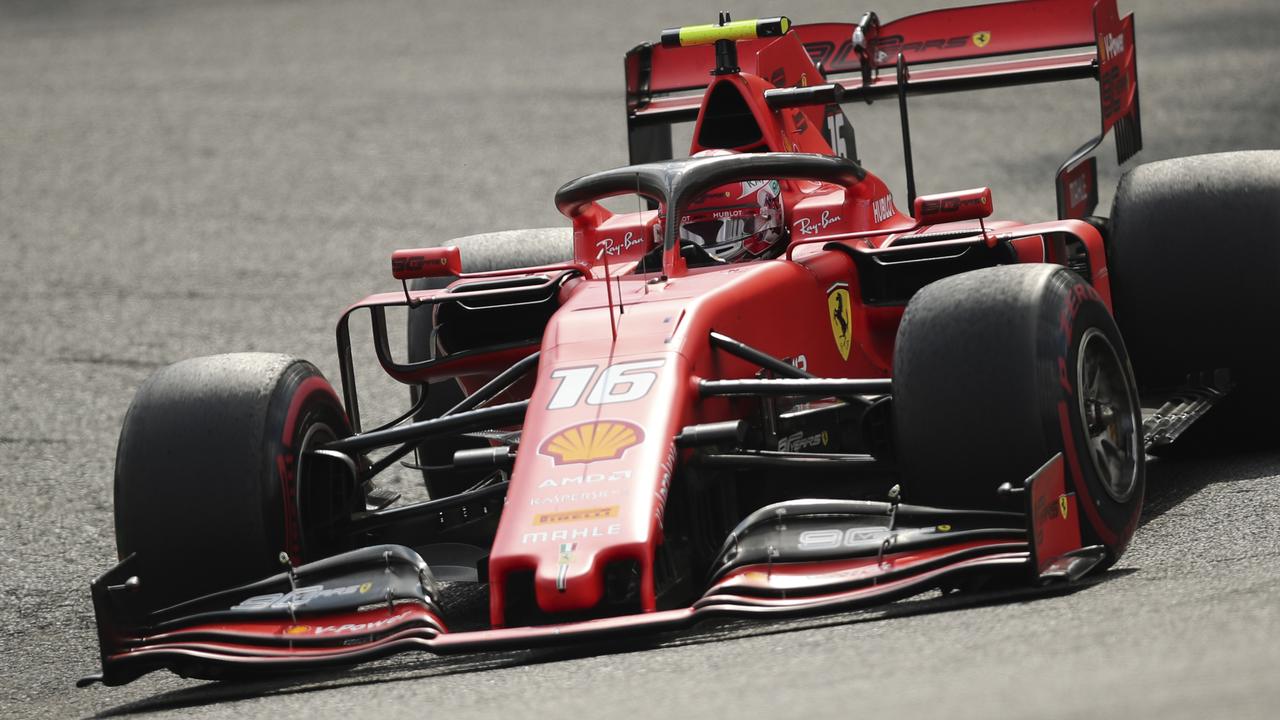 Ferrari driver Charles Leclerc of Monaco steers his car during the Belgian Formula One Grand Prix in Spa-Francorchamps, Belgium. Picture: AP Photo/Francisco Seco