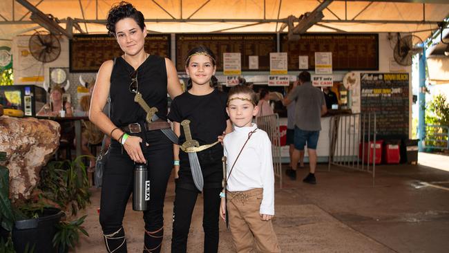 Gen Reid, Chloe Eliorda and Ari Eliorda at the 2023 Dinah Beach Yacht Club Viking Funeral. Picture: Pema Tamang Pakhrin