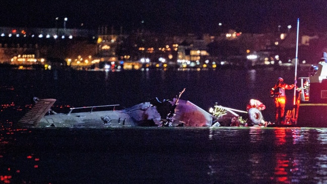 Images from Potomac River show the catastrophic damage to the passenger plane. Picture: Getty Images