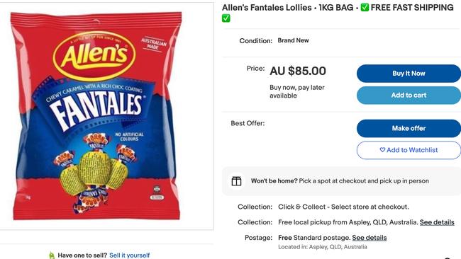 The lollies are being hawked for upwards of $80 a pop. Picture: eBay