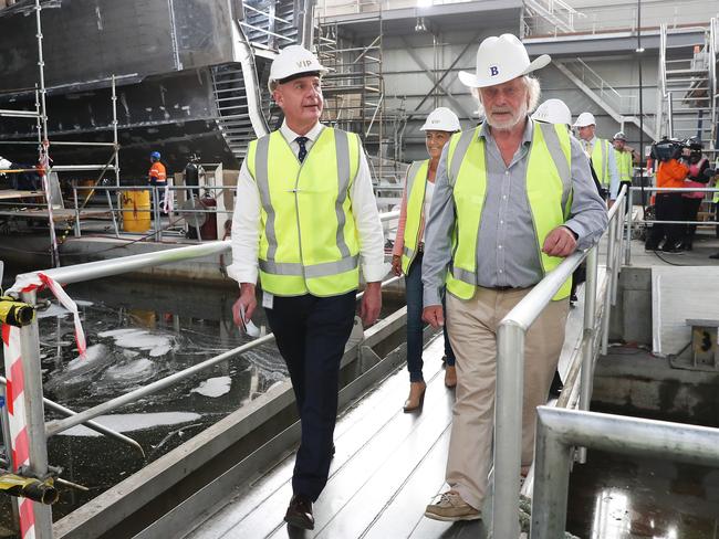 Premier Peter Gutwein with Robert Clifford of Incat. Picture: Nikki Davis-Jones