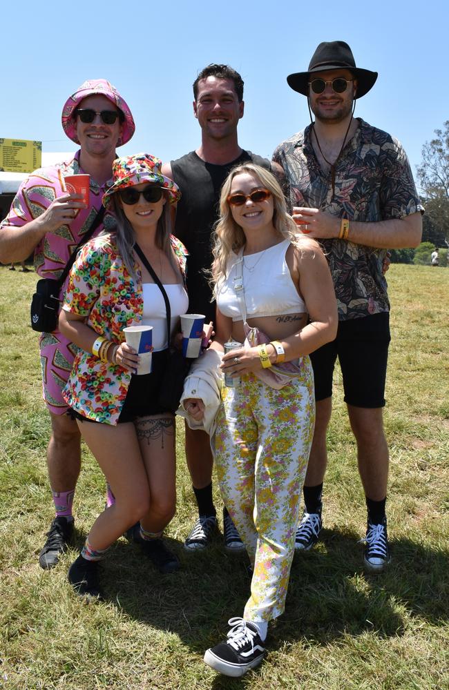 Gideon Masters, Caitlin Barry, Zak Siczek, Lauren Godsall and Jake Johnson at the Big Pineapple Music Festival 2024.