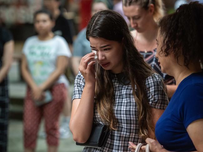 Emotions ran high at a lunchtime vigial at for murdered student Aiia Maasarwe at Latrobe Uni. Picture: Jason Edwards