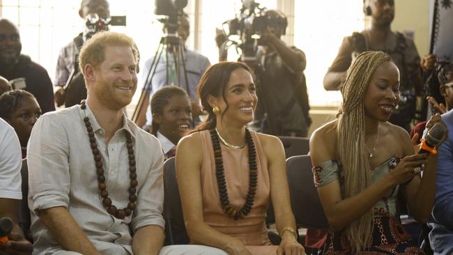 The couple enjoyed a royal-style tour recently. Picture: Andrew Esiebo/Getty Images for The Archewell Foundation