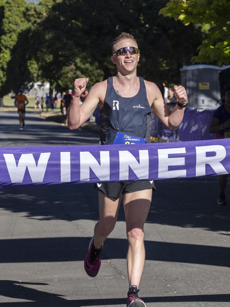 Richard Egan wins the Cadbury Marathon. Picture: Chris Kidd