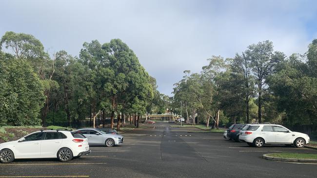 The carpark at Epping Boys High School this morning was near-empty. Picture: Adeshola Ore