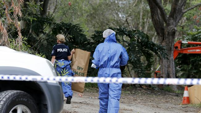 Police at the home of murdered man Mark Spencer. Picture: JERAD WILLIAMS