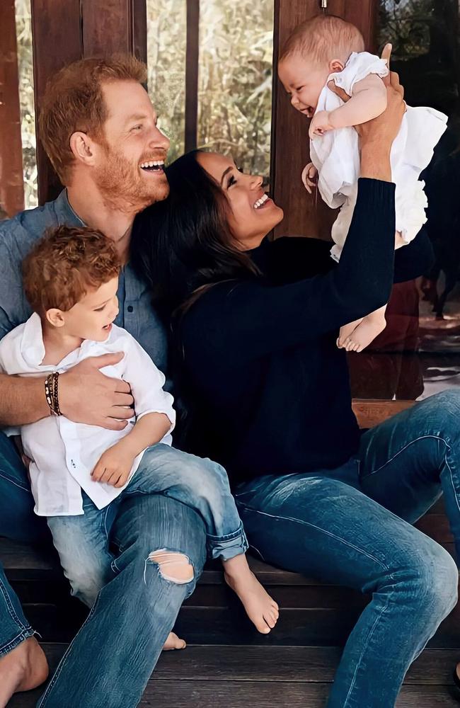 Harry and Meghan featured their two kids on their 2021 Christmas card. Picture: Duke and Duchess of Sussex