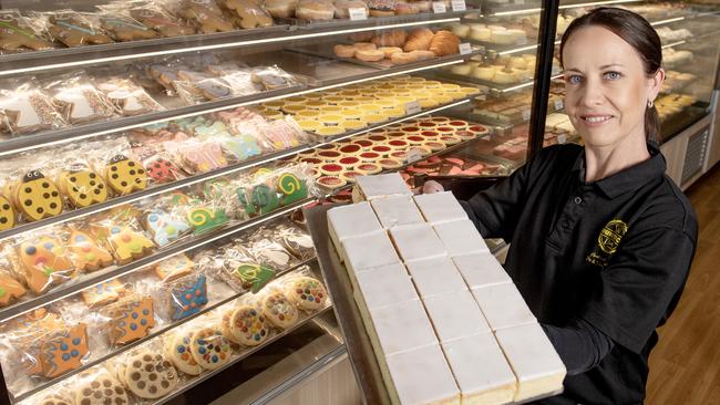 Country Cob Bakery Kyneton assistant manager Leah Coulson with vanilla slices. Picture: Zoe Phillips