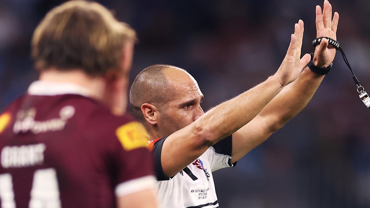 Ashley Klein sent Felise Kaufusi to the sin bin in Origin II om Perth. Picture: Mark Kolbe/Getty Images