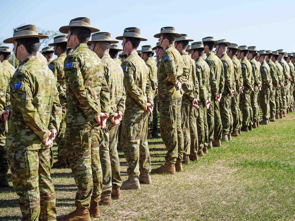 Troops on parade at Robertson Barracks, Darwin. Picture: Keri Megelus