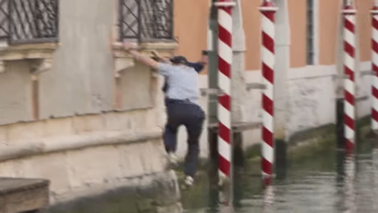 Meanwhile, the boys have been banned from Venice after one of them jumped into the canal, while the other filmed it. Picture: Nine News