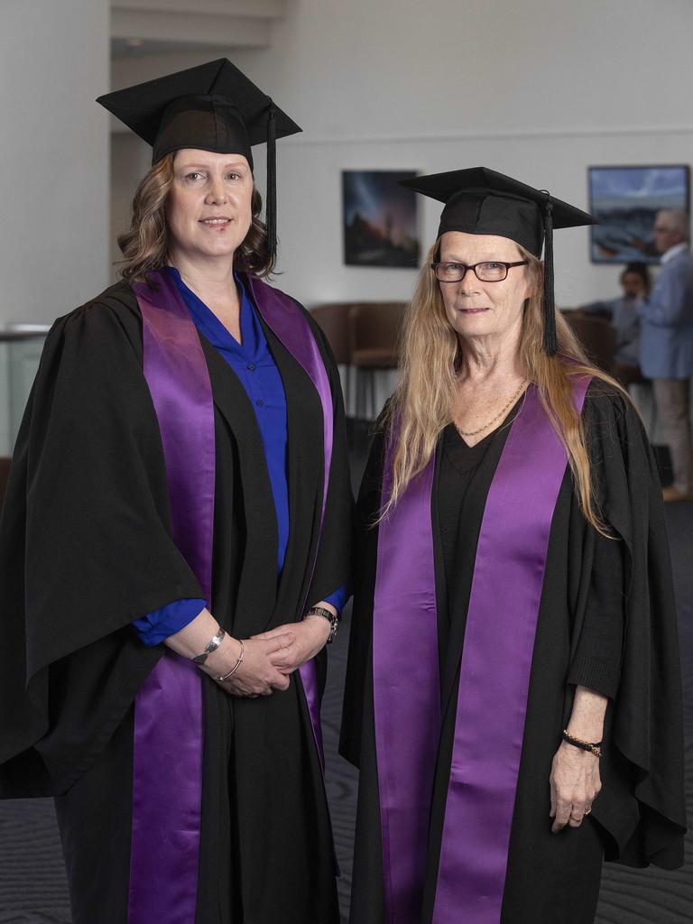 UTAS Graduation at the Hotel Grand Chancellor Hobart, Michelle Axford and Jenny Clark both of Sydney. Picture: Chris Kidd