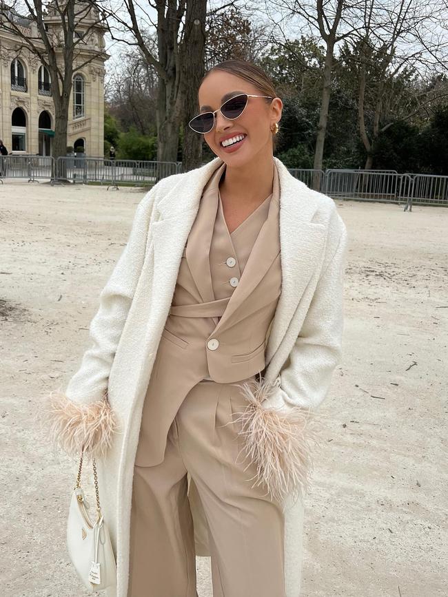 Former Miss Universe Australia Olivia Molly Rogers posting fashion pictures from Paris Fashion Week 2023. Picture: @oliviamollyrogers / Instagram