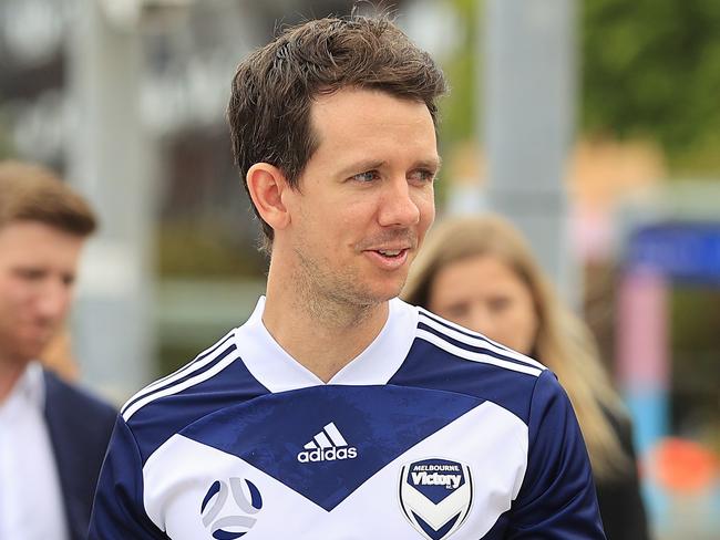 SYDNEY, AUSTRALIA - DECEMBER 14: Robbie Kruse of Melbourne Victory looks on during the Fox Sports A League season Launch at Darling Harbour on December 14, 2020 in Sydney, Australia. (Photo by Mark Evans/Getty Images)