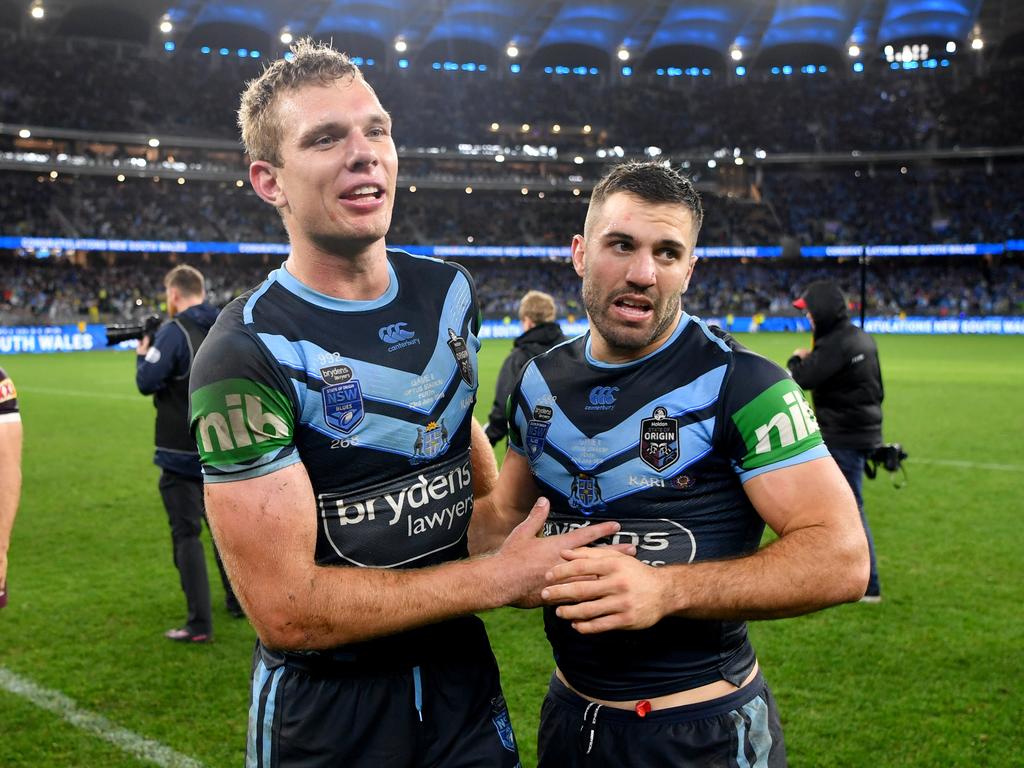 (L-R) Who wears Blue better, Tom Trbojevic or James Tedesco?