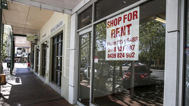 Vacant stores on Hutt St. Picture: Mike Burton/AAP