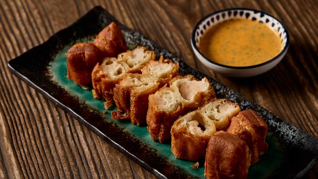 Prawn doughnuts and tom yum sauce at Makan Wine Bar, Flinders St, Adelaide. Picture: Supplied