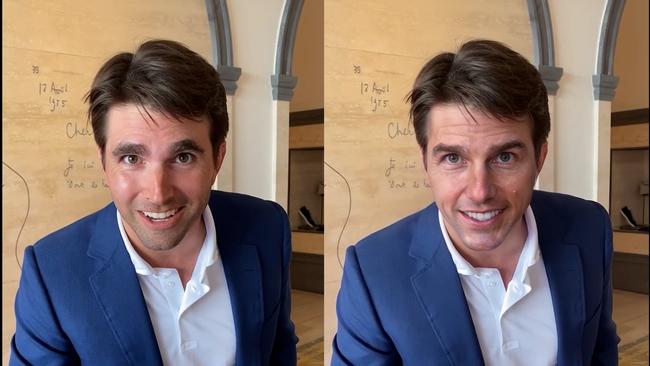 The actor Miles Fisher as a Tom Cruise deepfake.