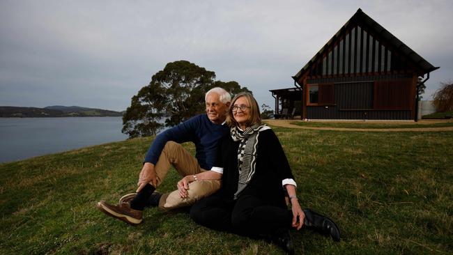 John and Judi Clark, owners of luxury short stay accomodation the Coach House near Cygnet in southern Tasmania. Picture: Peter Mathew