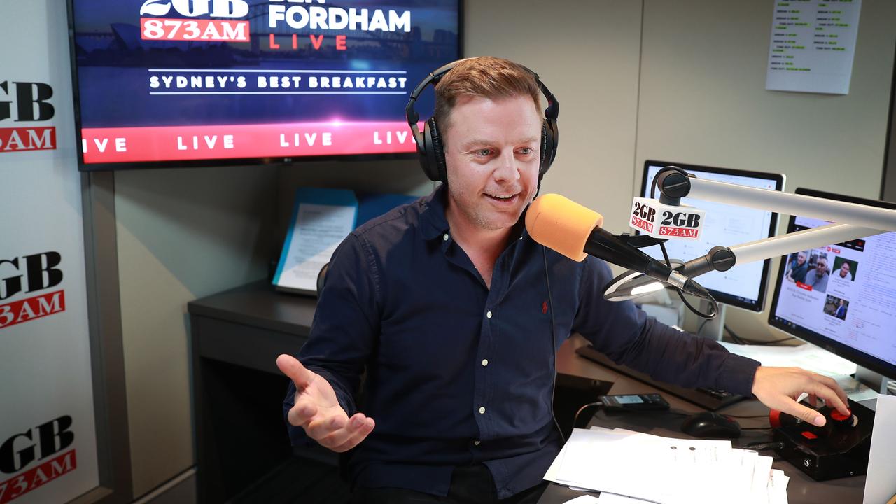 2GB radio host Ben Fordham in his Sydney studio. Picture: John Feder/The Australian.