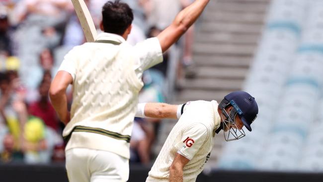 Joe Root screams in frustration after being dismissed for 50. Picture: Michael Klein.