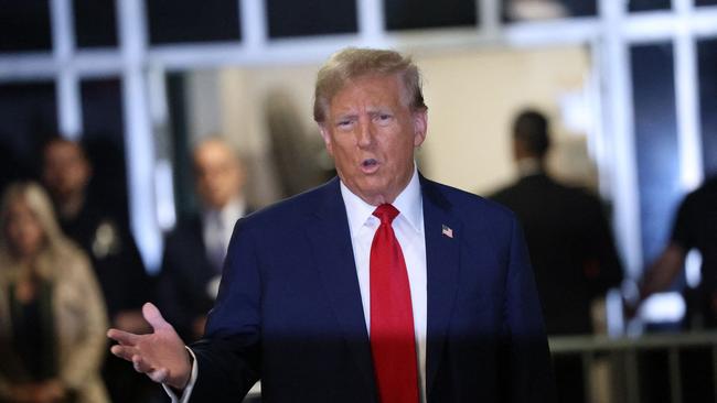 Donald Trump arrives at Manhattan Criminal Court on Thursday. Picture: AFP