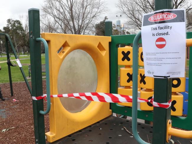 Kids were shut out of playgrounds because they were considered a transmission risk. Picture: David Crosling